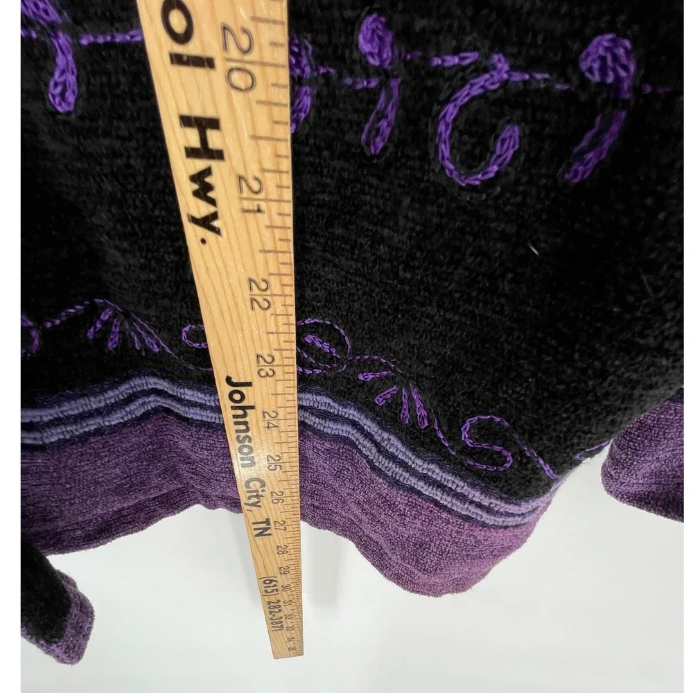 Coldwater Creek‎ Women Jacket L Button Front Purple Striped Embroidered BOHO